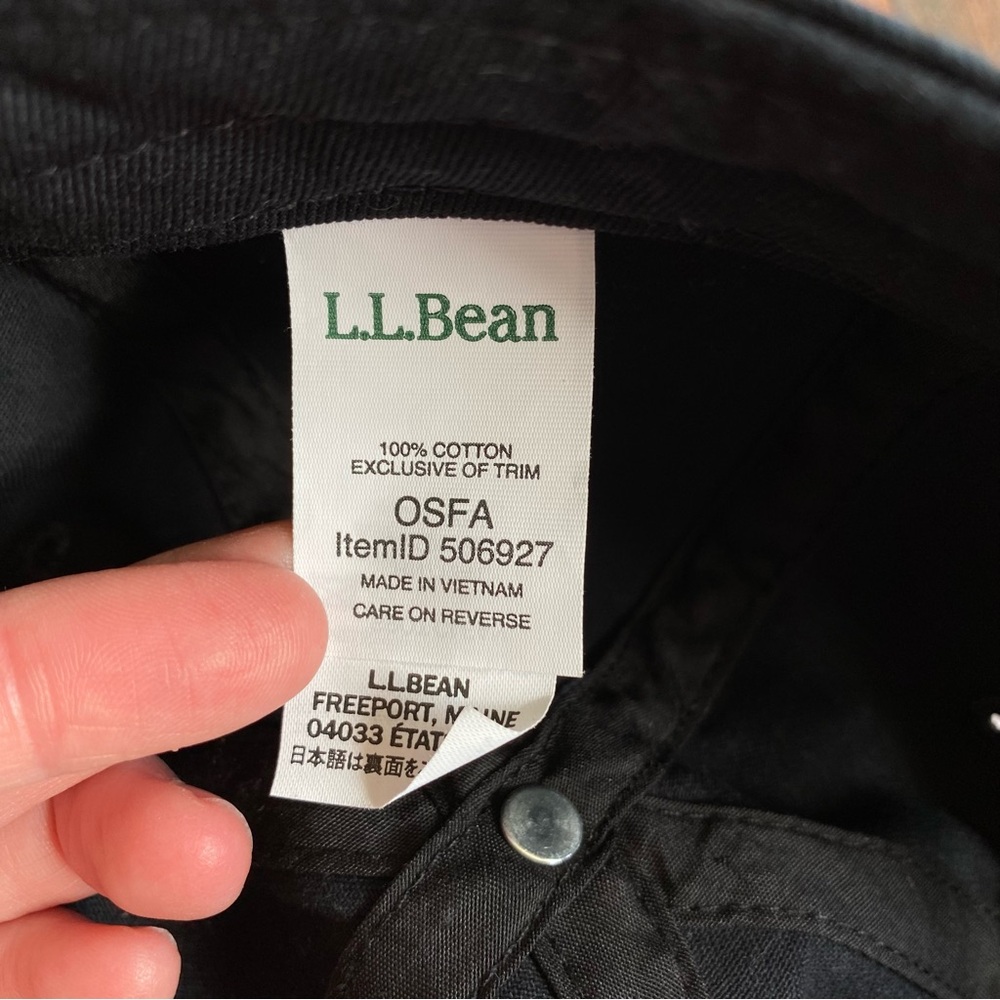 LL Bean 100% Cotton Twill Adjustable Baseball Hat Black With Logo Embroidered - Picture 6 of 6